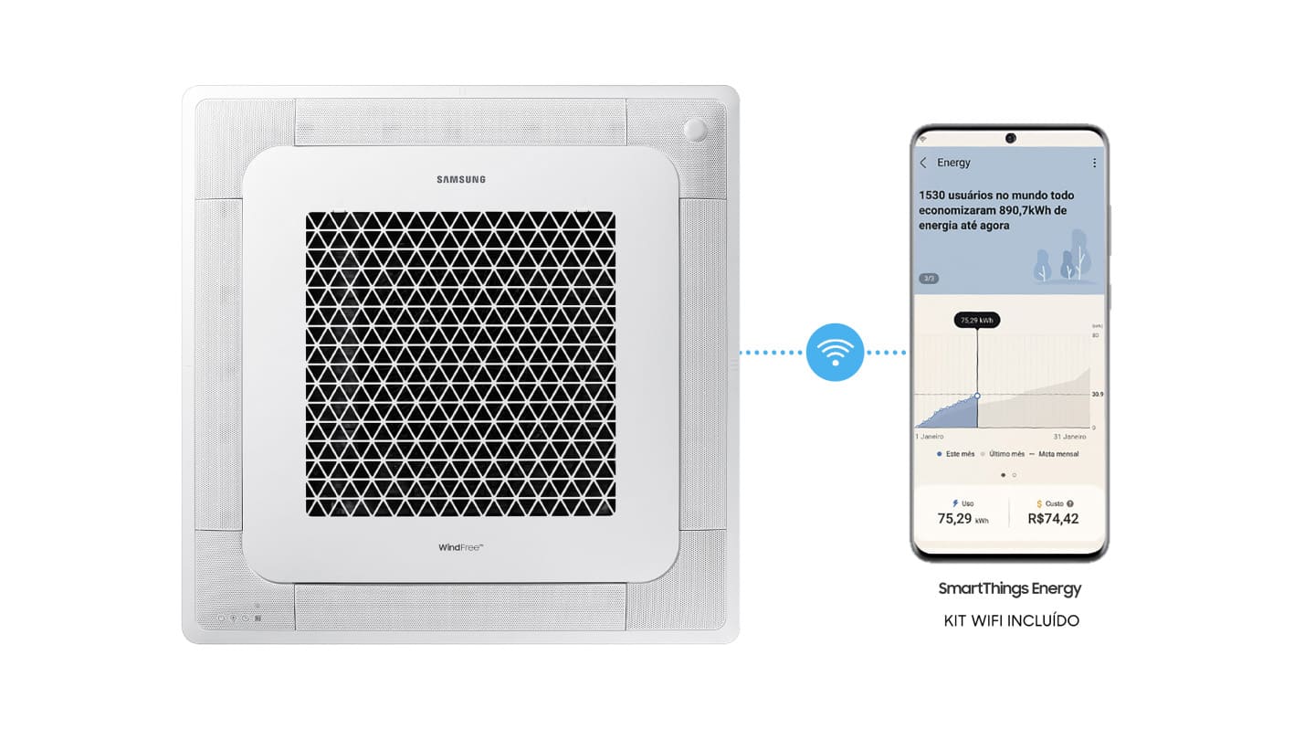 Ar-Condicionado Split Cassete 4 Via Inverter Samsung Windfree R-32